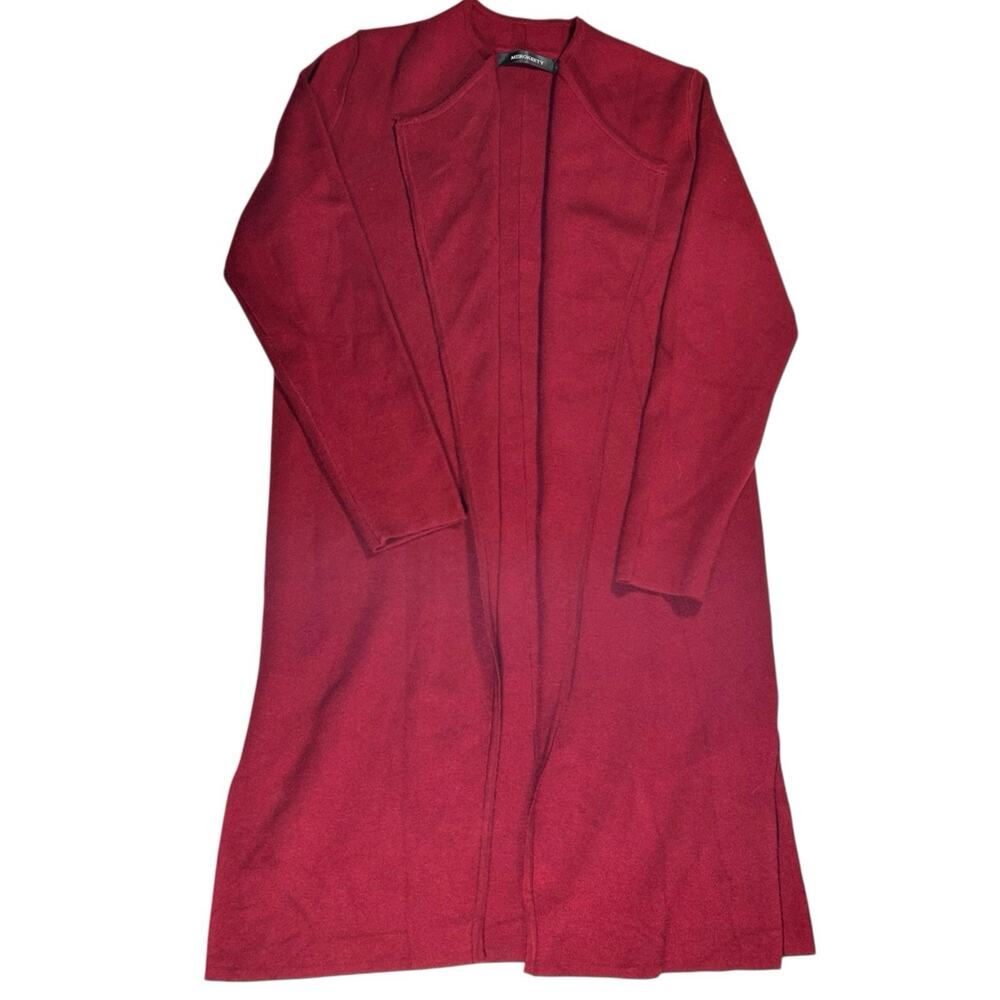 Merokeety Women’s Sz S Long Wool Blend Red Cardigan Knit Duster Coatigan Sweater - Picture 4 of 13